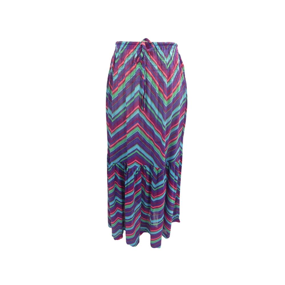 Vintage 1970's Purple, Green, and Blue Chevron Skirt by Gottex
